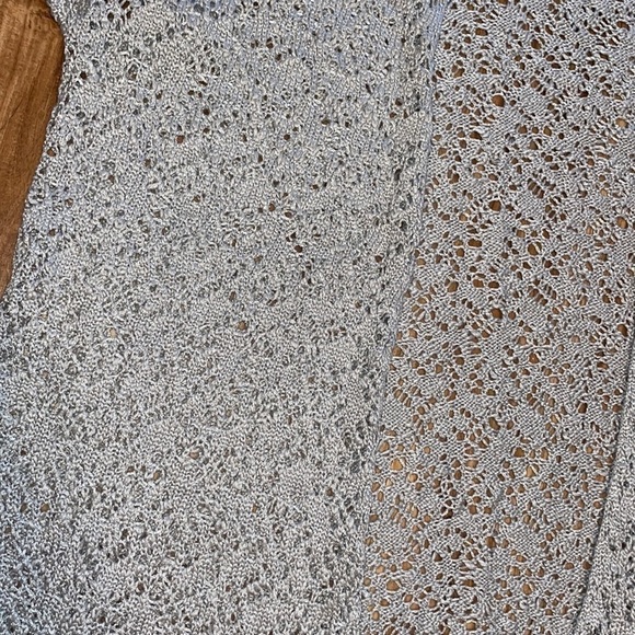Coldwater Creek womens cardigan XXL  20w 22w crochet knit duster grey silver - Picture 4 of 8